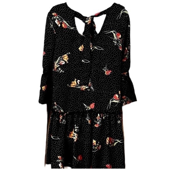 Soulmates Floral Polka Dot Persimmon Dress Size XL 3/4 Sleeve Dress NWT - Picture 2 of 13